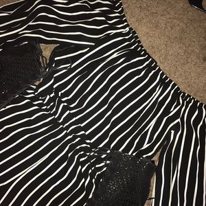 Small Black and white stripped romper